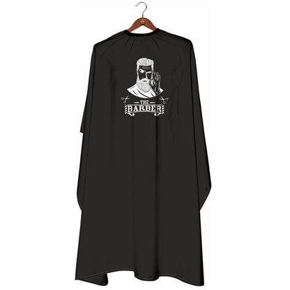 Berber Önlüğü Penuar Taffeta Kumaş Siyah The Barber Baskı Önlük