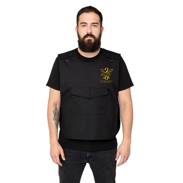 Ayobi Atak Yelek Berber Önlüğü Siyah Renk Hair Club Logo Baskılı